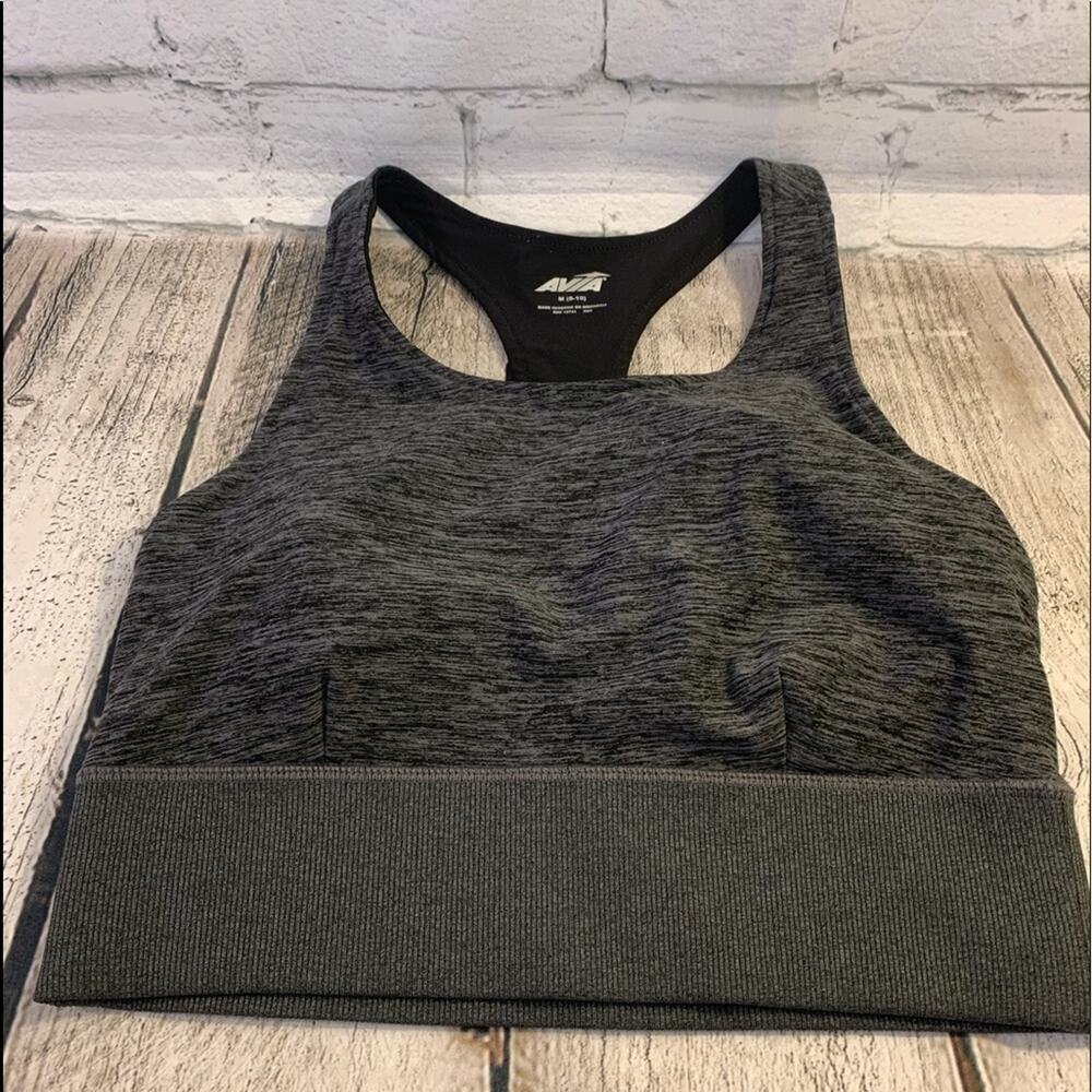AVIA Women’s Black/Gray Racerback Lightly Padded Sports Bra / Size: Medium 8-10
